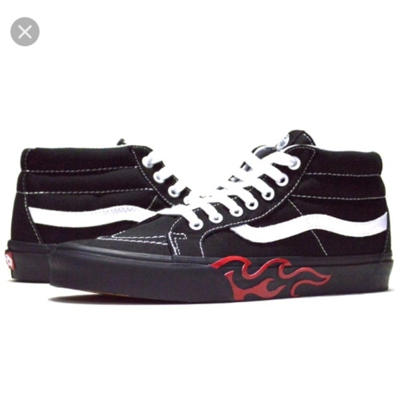 vans red flame shoes